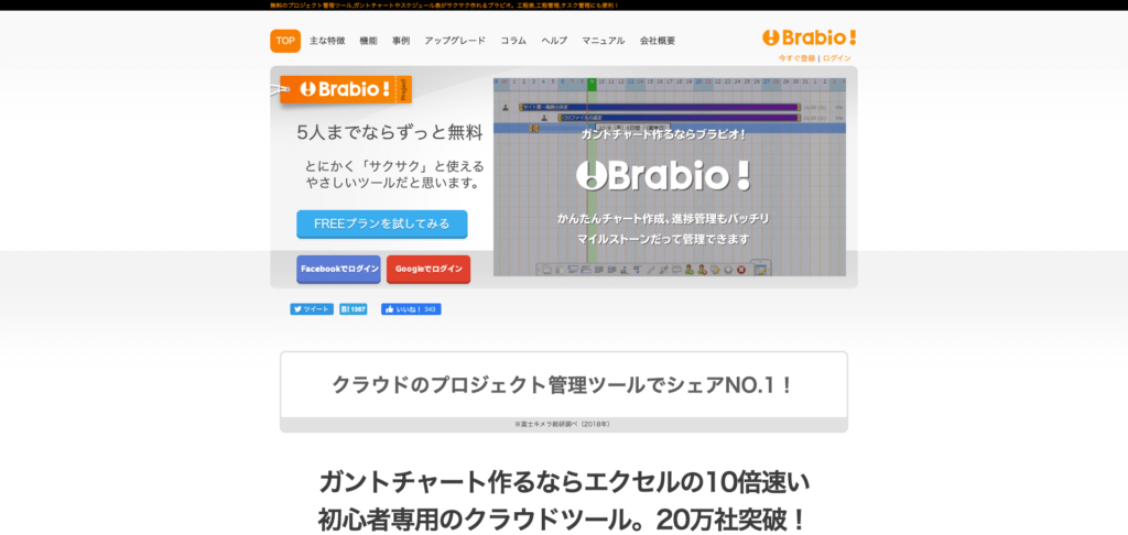 Brabio!公式サイトのトップページのスクリーンショット
