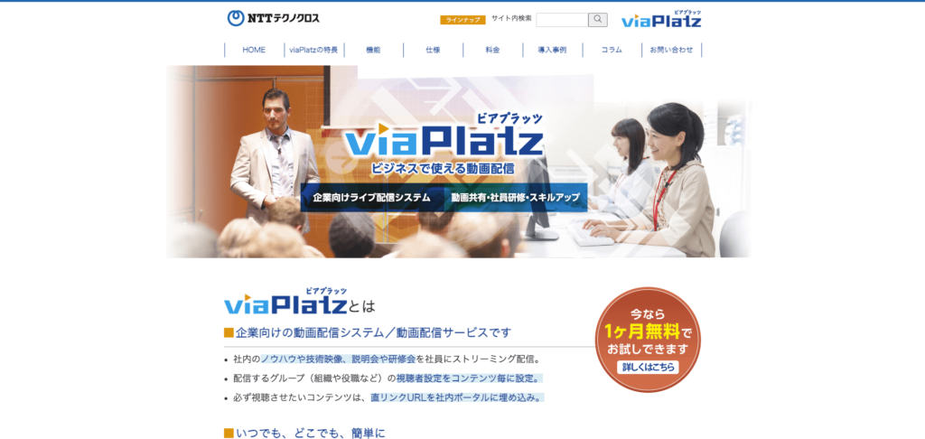 viaPlatz公式サイトのトップページのスクリーンショット