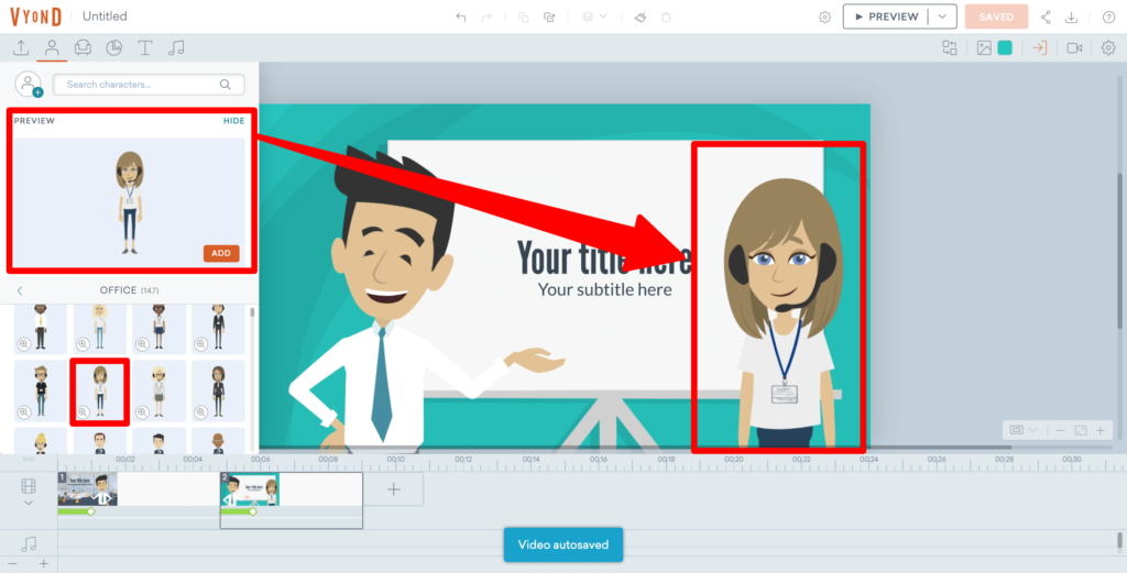 VYONDのキャラクター追加のスクリーンショット