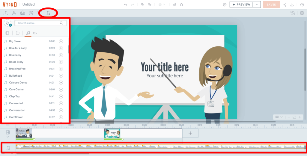 VYONDの音楽追加のスクリーンショット