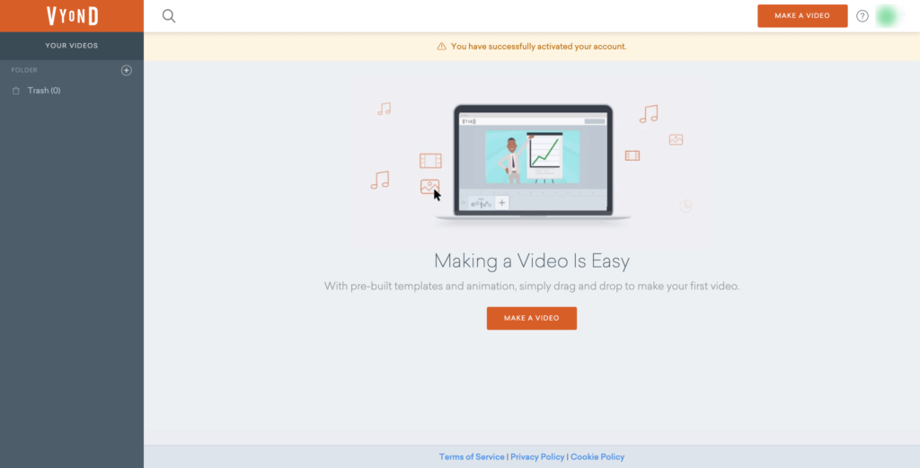 VYONDの新規動画制作画面のスクリーンショット