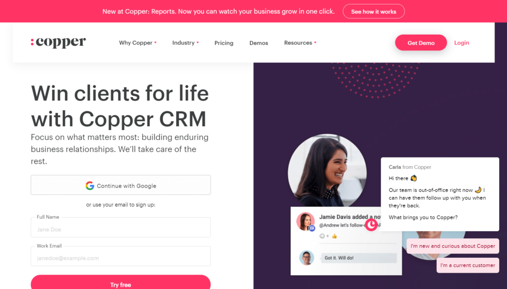Copperの公式サイトトップページ画像